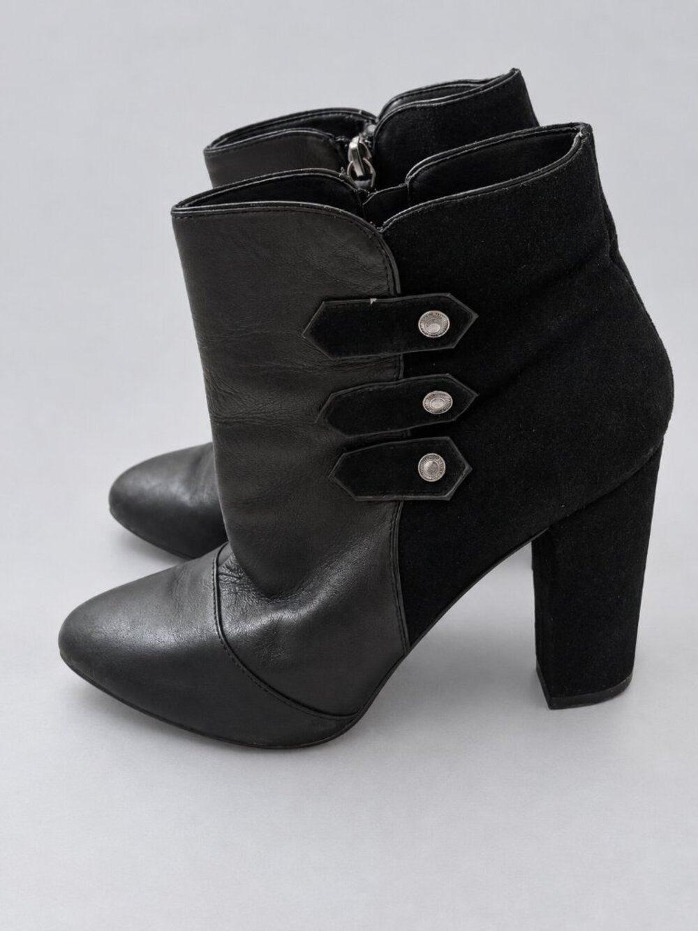 Black Ankle Boots with Chunky Block Heel – Size 9M
